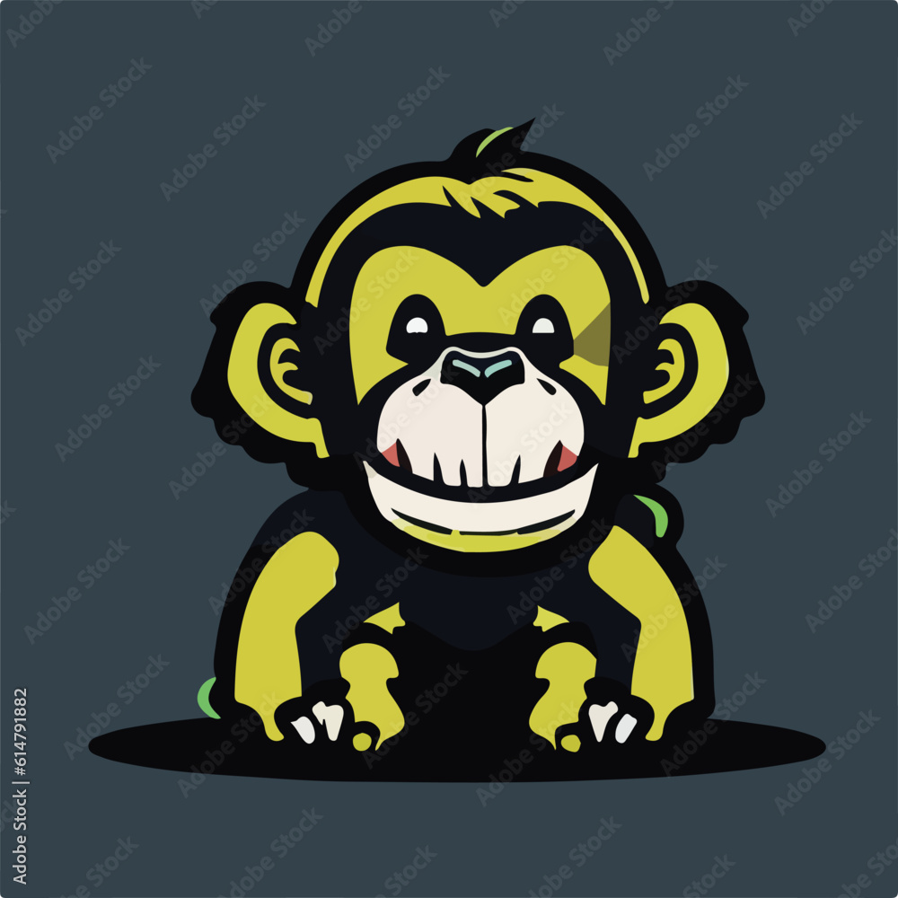 Obraz premium Realistic Cute Chimpanzee Vector Logo Icon Sports Mascot flat vector illustration