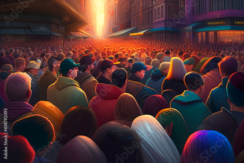 Colorful Abstract Crowd at Golden Hour