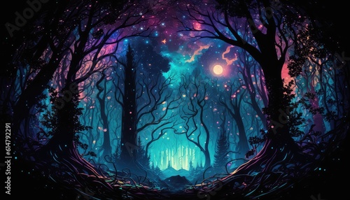 anime space forest wallpaper explore night sky secrets generative ai