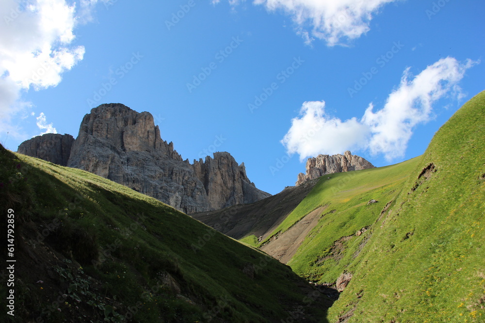 Fototapeta premium Holidays in Trentino Alto-Adige, one of the most beautiful clean regions of Italy, with breathtaking landscapes and lots of activities to do immersed in unspoiled nature!!
