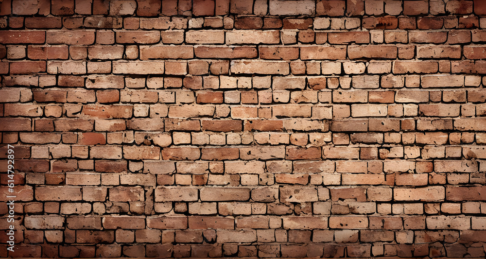 Obraz premium Old wall background with stained aged bricks, Generative AI, Generative, AI