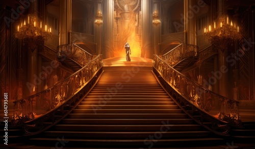 Gold background with stairs