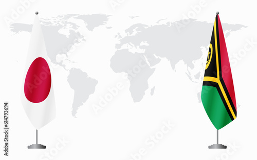 Japan and Vanuatu flags for official meeting