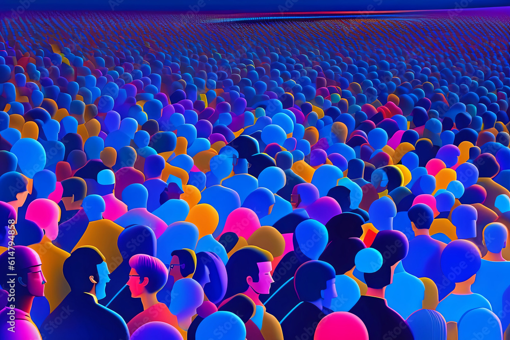 Obraz premium Golden Abstraction: A Confusion of People in Minimalistic Style