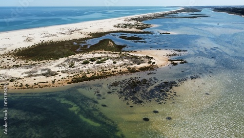 Drone shot over Cacela Velha beach, Algarve