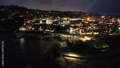 Wallpaper Mural La Jolla, California, From an Aerial Drone View, at Night with lights Looking toward the Cove Torontodigital.ca