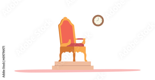 Empty Throne, Regal Seat Of Power, Adorned With Ornate Carvings And Luxurious Materials. Symbolizes Authority