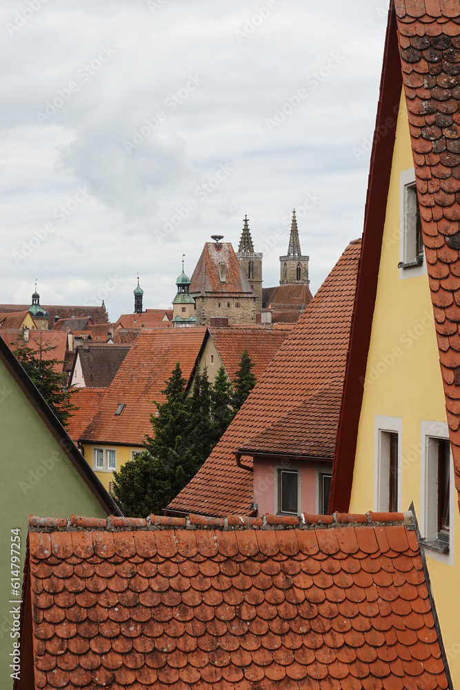 Old brick roofs in Rotenburg ob der Tauber, Germany