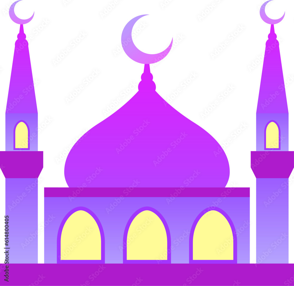 Mosque vector illustration. Shiny mosque icon for sign and symbol of muslim worship place. Mosque gradient icon of islam religion and muslim faith. Place of muslim to pray Mosque vector illustration. Shiny mosque icon for sign and symbol of muslim worship place. Mosque gradient icon of islam religion and muslim faith. Place of muslim to pray