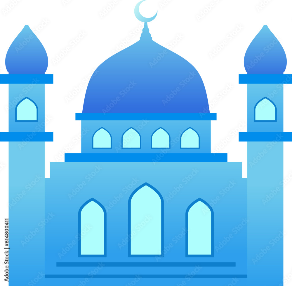 Mosque vector illustration. Shiny mosque icon for sign and symbol of muslim worship place. Mosque gradient icon of islam religion and muslim faith. Place of muslim to pray Mosque vector illustration. Shiny mosque icon for sign and symbol of muslim worship place. Mosque gradient icon of islam religion and muslim faith. Place of muslim to pray