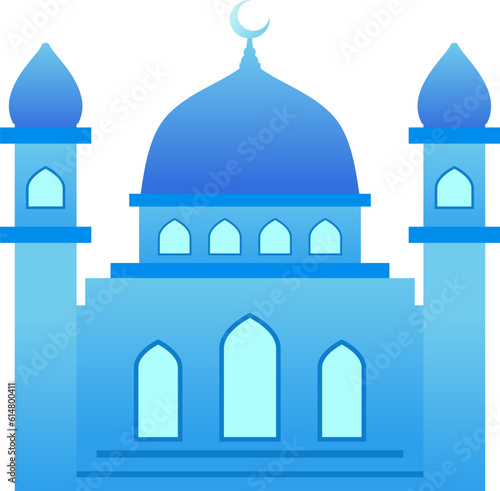 Mosque vector illustration. Shiny mosque icon for sign and symbol of muslim worship place. Mosque gradient icon of islam religion and muslim faith. Place of muslim to pray