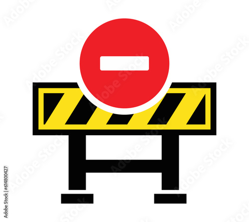 Road barrier stop block warning icon vector design