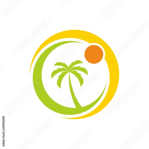 Palm tree beach logo vector image

