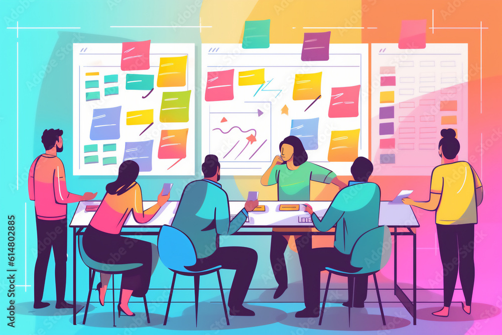 Generative AI - Group of ui ux developer brainstorming Generative AI - Group of ui ux developer brainstorming