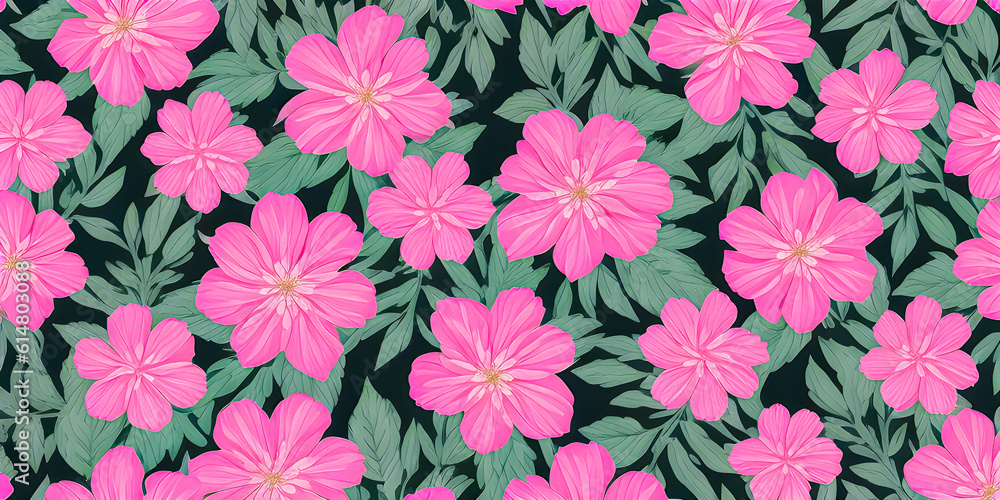 Seamless pattern of flowers . Background of pink flowers. Vector illustration of watercolor textured abstract art,created by artificial intelligence