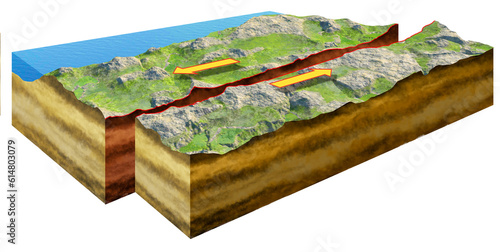 Photos tectonic plate shifting in 3d illustration