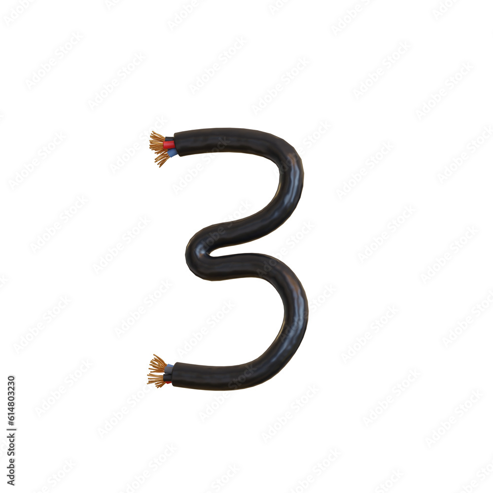 Electric Cable 3D Alphabet or PNG Letters Electric Cable 3D Alphabet or PNG Letters