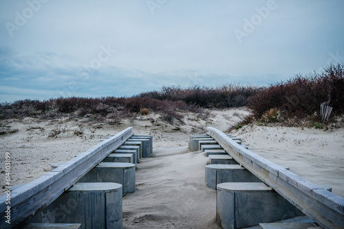 wooden bridge in the sand
