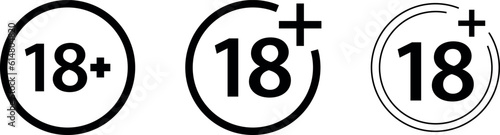 No 18 years old, under eighteen sign collection isolated on a white background. vector illustration