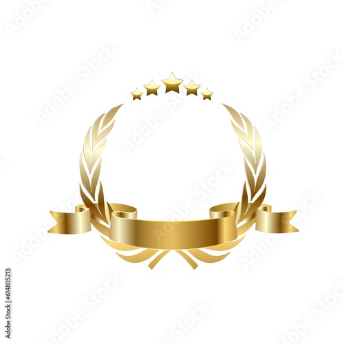 gold laurel wreath.Laurel wreath with golden ribbon.