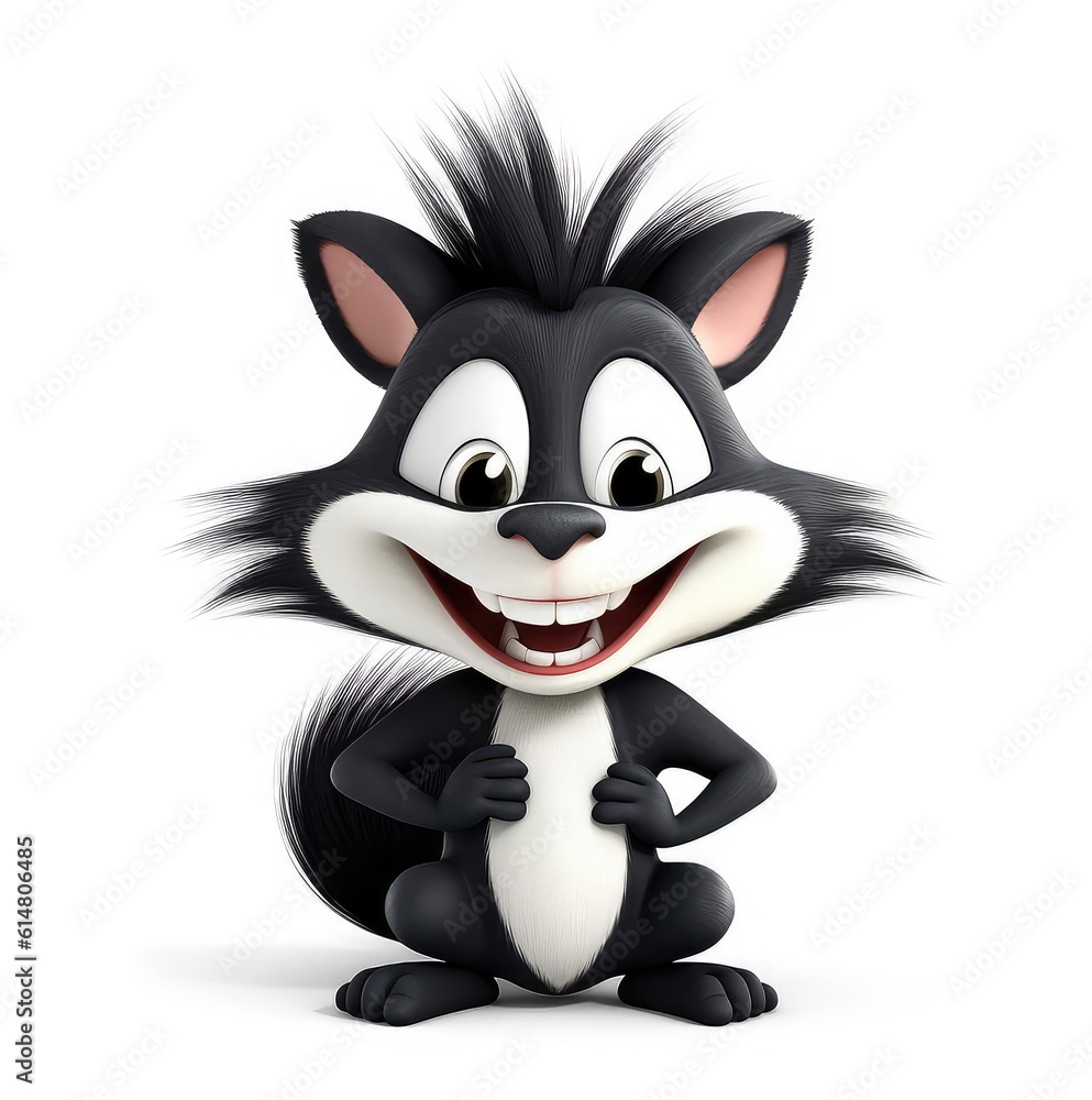Cartoon Skunk mascot smiley face on white background