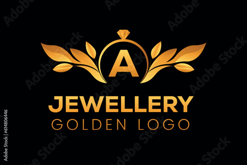 luxury jewellery shop golden logo design template
