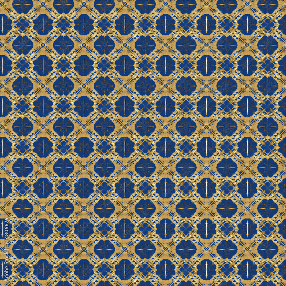 Gold and blue pattern background in art Gold and blue pattern background in art