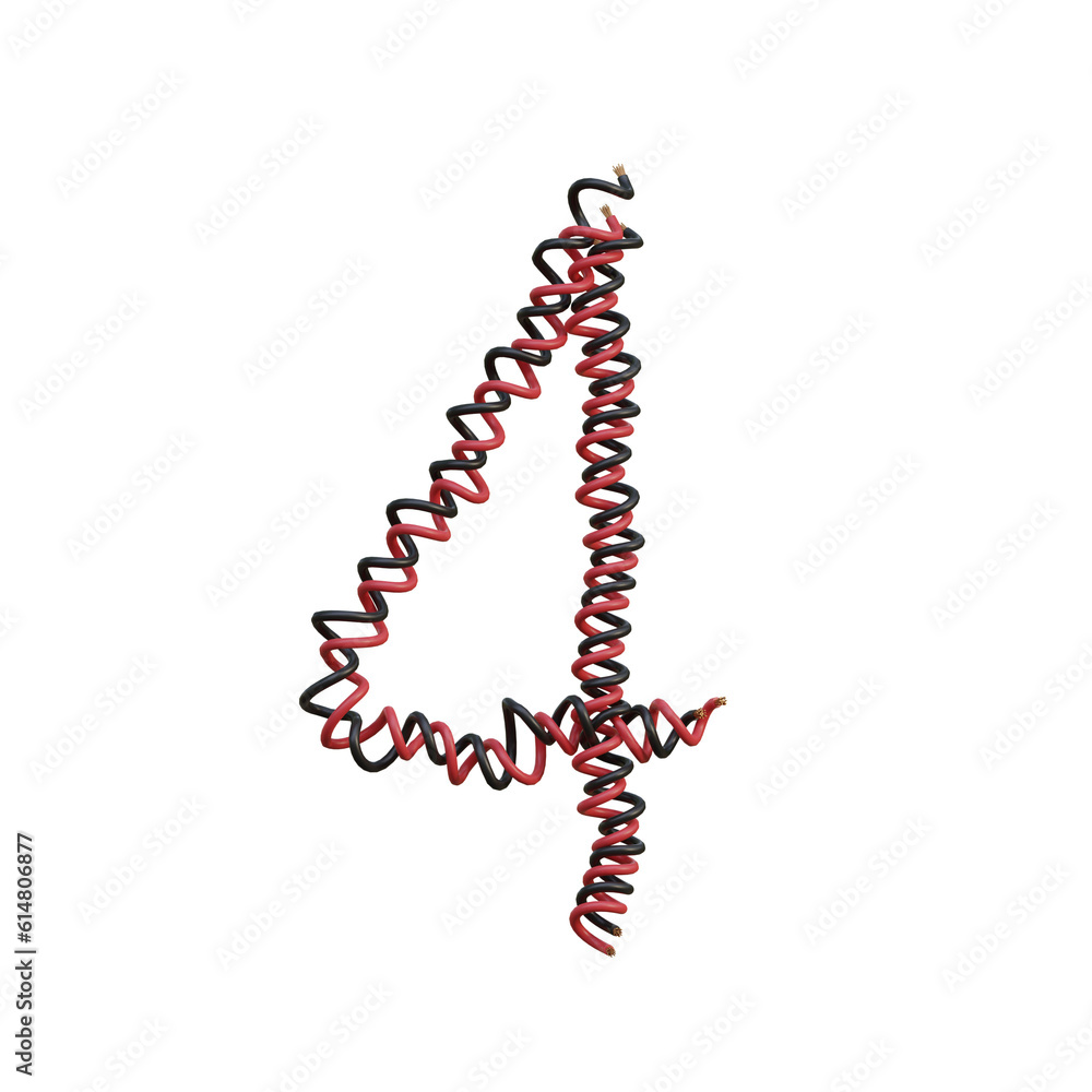Twisted Electric Cable 3D Alphabet or PNG Letters