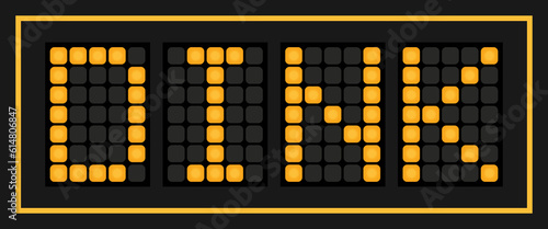 Orange color led banner in word DINK (Abbreviation of Double income, no kids or Dual income, no kids) on black background