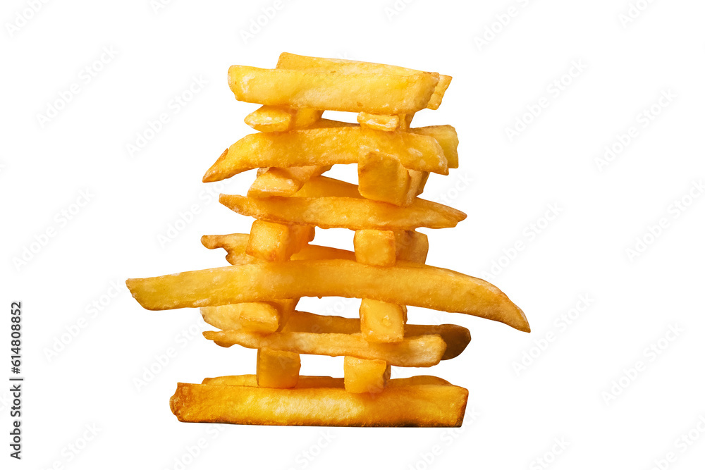 appetizing french fries in the form of pyramids isolated on transparent background appetizing french fries in the form of pyramids isolated on transparent background