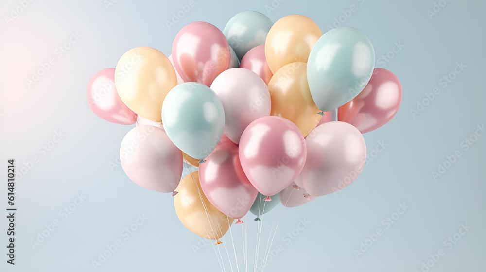colorful party balloons in pastel colors