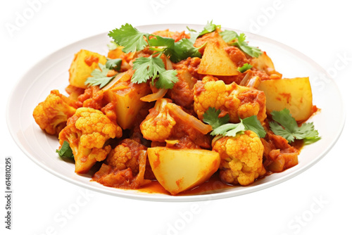Delicious Plate of Indian Aloo Gobi Isolated on a Transparent Background © JJAVA