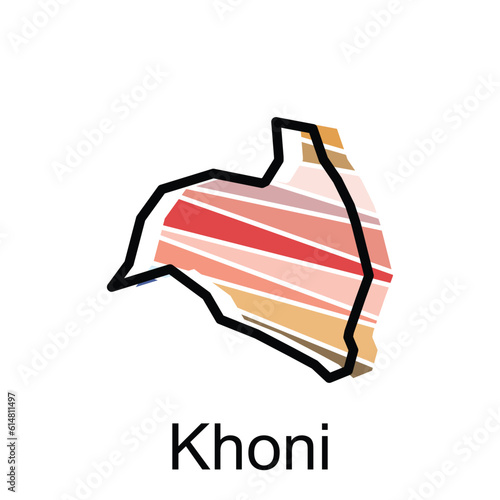 Khoni flag and map illustration vector, Georgia (United States of America) Map Vector Design Template photo