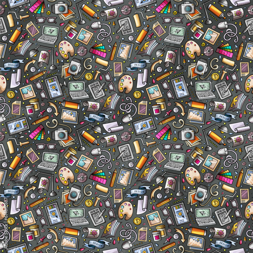 Cartoon cute doodles Designer seamless pattern