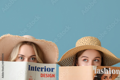 Young sisters in summer hat...