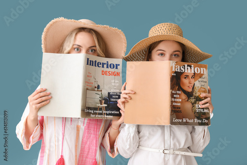 Young sisters in summer hat...