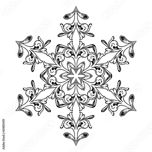 Snowflake icon in black and white colors. Vector illustration design.