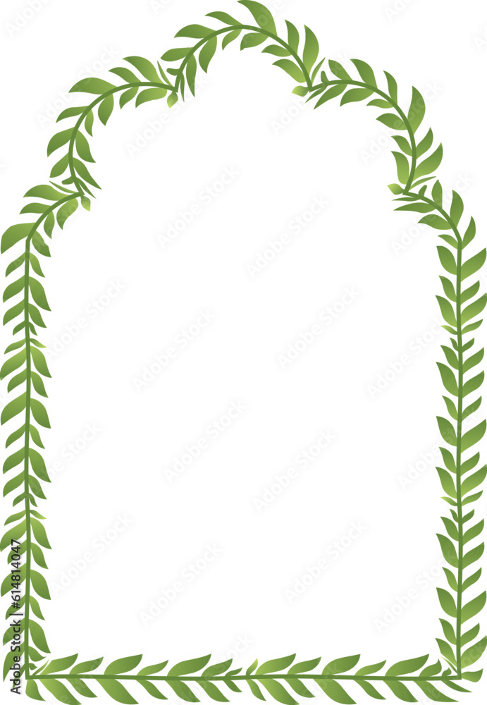 Cinquefoil Arch rectangular frame architectural window door green leaf vector flower frame wreath floral leaf foliage leaves botanical laurel flower natural decoration wedding anniversary celebration 