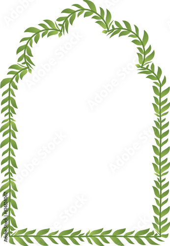 Cinquefoil Arch rectangular frame architectural window door green leaf vector flower frame wreath floral leaf foliage leaves botanical laurel flower natural decoration wedding anniversary celebration 