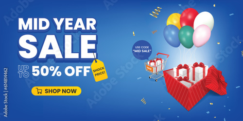 Mid year sale discount banner template