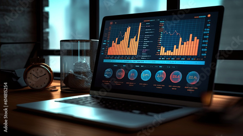 Gadget showing a profit chart on the screen. Created with Generative AI