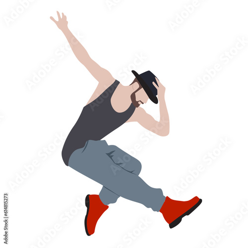Canvas Print Hip hop dancer cool dance move flat style vector image