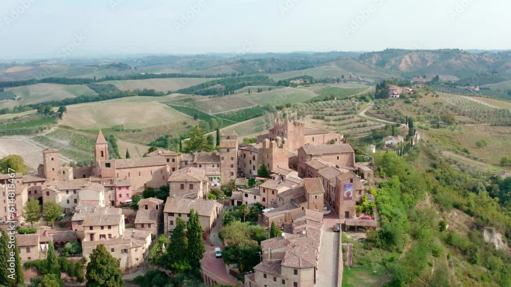 aerial view of the medieval town of Certaldo in Tuscany aerial view of the medieval town of Certaldo in Tuscany