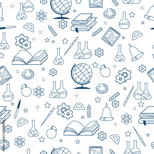 School background. Seamless background with on the theme of learning, education. Vector