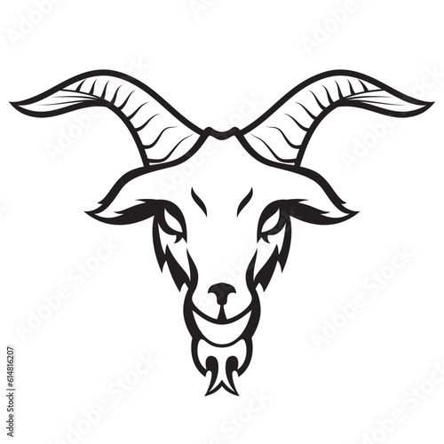 Goat Head Icon black and white clip art illustration , logo template ,vector image