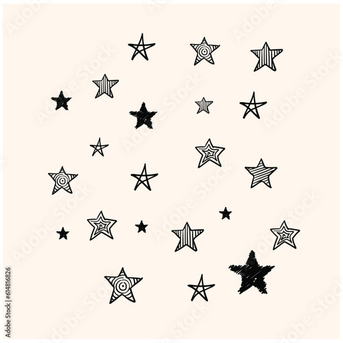 doodle star pattern with background cream