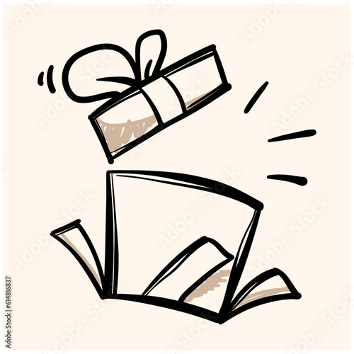 hand drawn doodle gift box symbol for give away illustration vector isolated