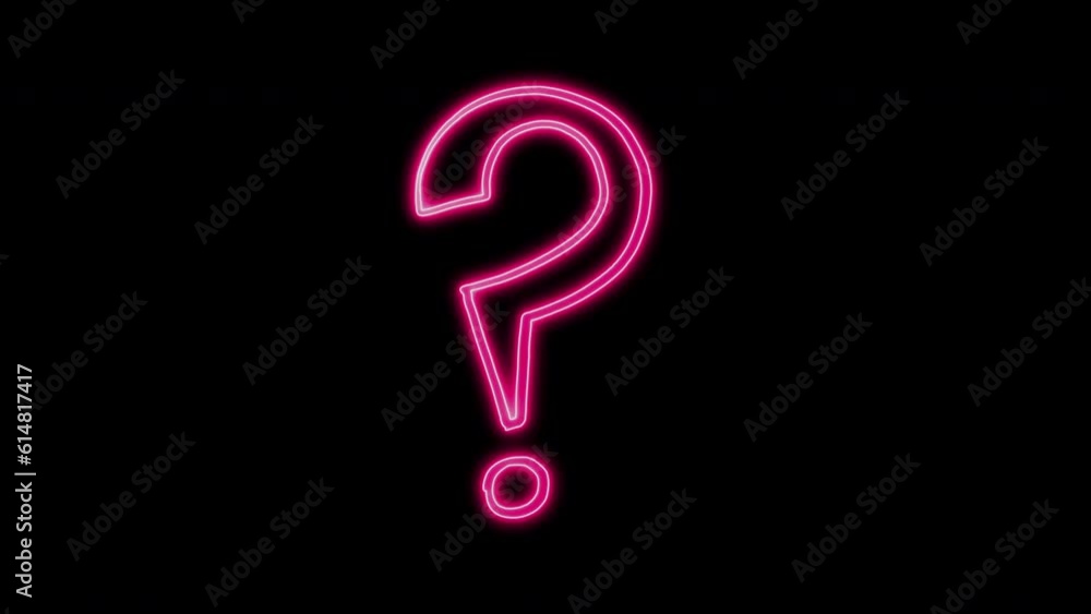 Stockvideon Colorful Neon Lights Question Mark Icon Design. Glowing Led