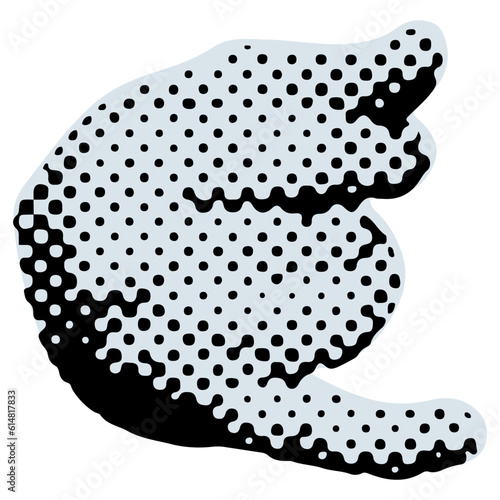 90s halftone hand with sign gesture. Vector illustration of retro banners and vintage postres. Collage element