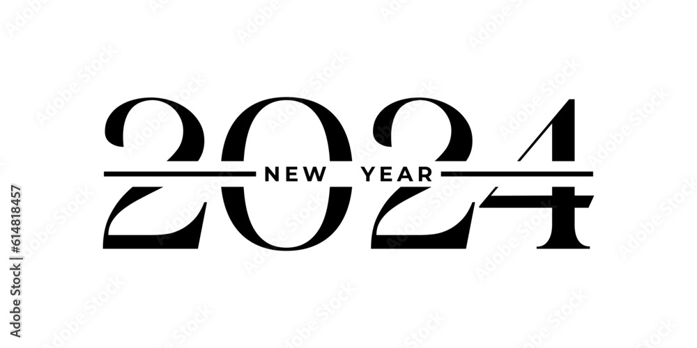 2024 new year logo text design. 2024 number design template. Calendar
